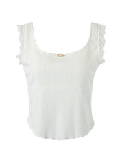 Lace Stitching Ruffle Crop Cami Top