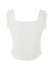 Lace Stitching Ruffle Crop Cami Top