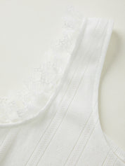 Lace Stitching Ruffle Crop Cami Top