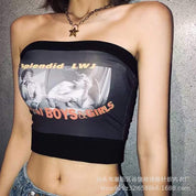Alphabet Abstract Short Bandeau Top