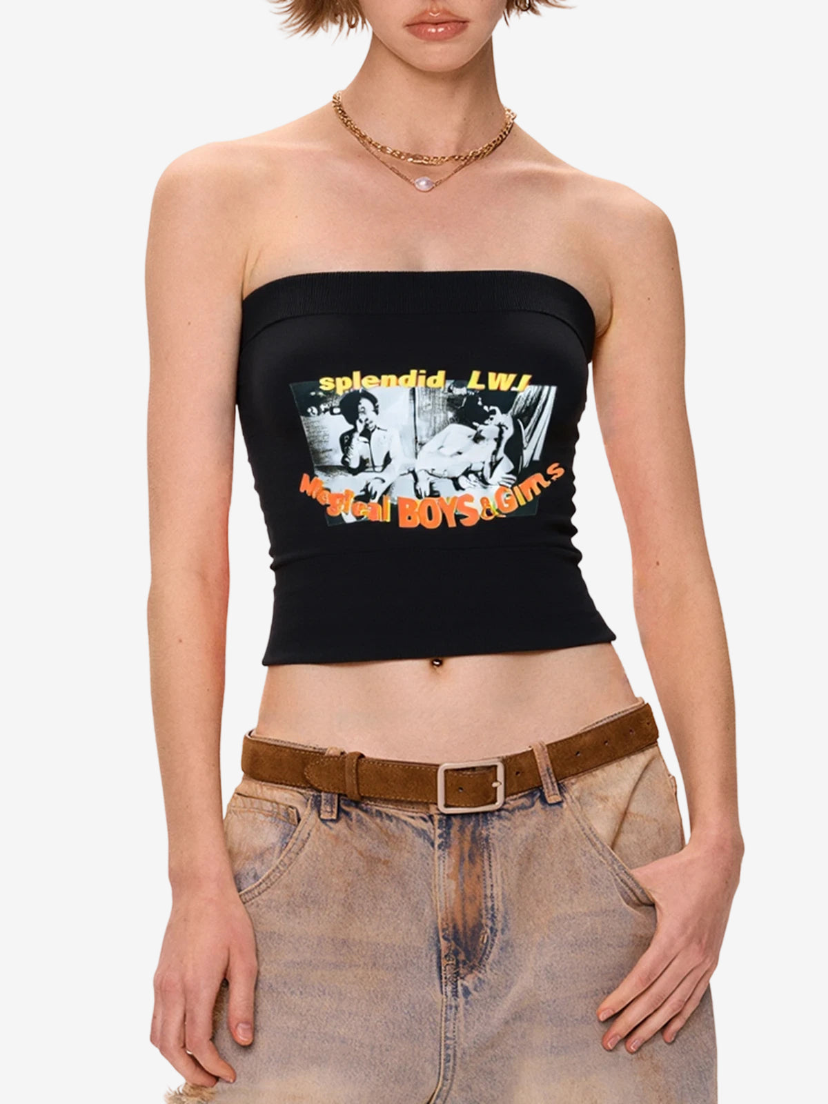 Alphabet Abstract Short Bandeau Top