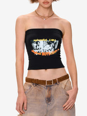 Alphabet Abstract Short Bandeau Top