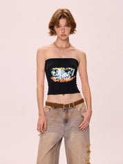 Alphabet Abstract Short Bandeau Top