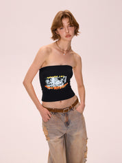 Alphabet Abstract Short Bandeau Top