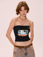 Alphabet Abstract Short Bandeau Top