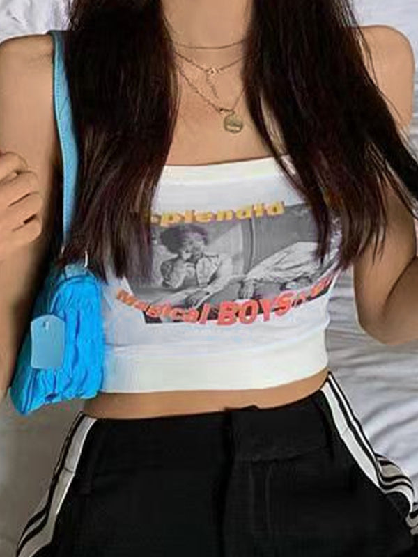 Alphabet Abstract Short Bandeau Top