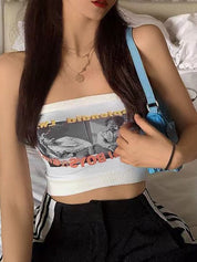 Alphabet Abstract Short Bandeau Top