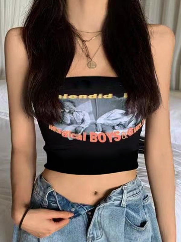 Alphabet Abstract Short Bandeau Top