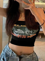 Alphabet Abstract Short Bandeau Top