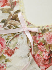 Flower Print Lace Stitching Cami Top