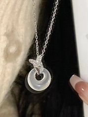 Silver Rhinestone Butterfly Charm Necklace