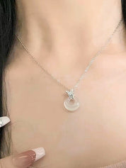 Silver Rhinestone Butterfly Charm Necklace