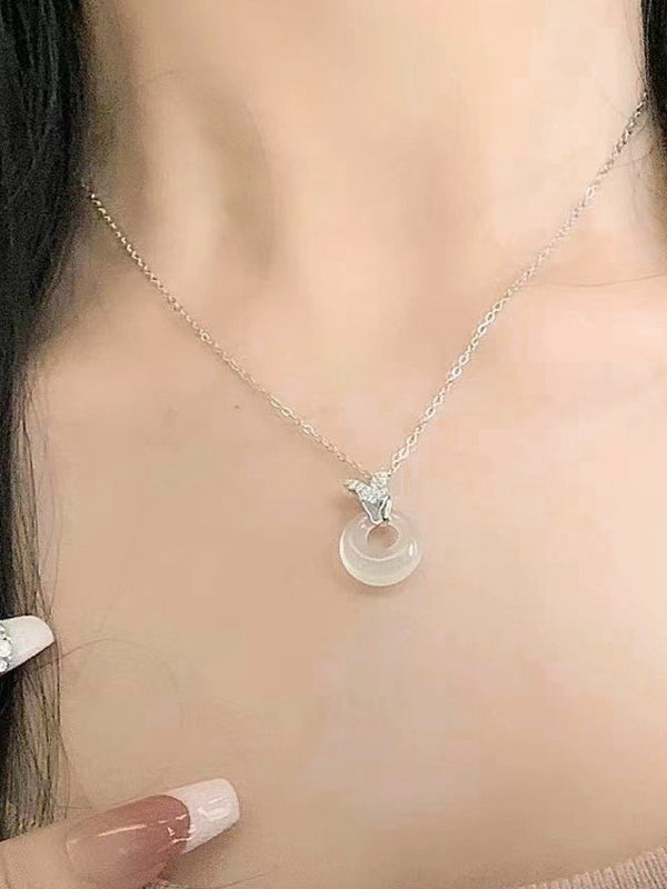Silver Rhinestone Butterfly Charm Necklace