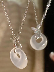 Silver Rhinestone Butterfly Charm Necklace