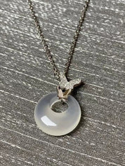 Silver Rhinestone Butterfly Charm Necklace