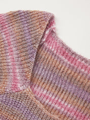 Contrast Color Stripped Square Neck Knit Top