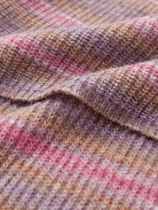 Contrast Color Stripped Square Neck Knit Top