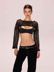 All Over Cutout Flare Sleeve Knit