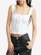 Square Neck Embroidery Cutout Cami Top