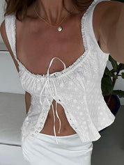 Square Neck Embroidery Cutout Cami Top