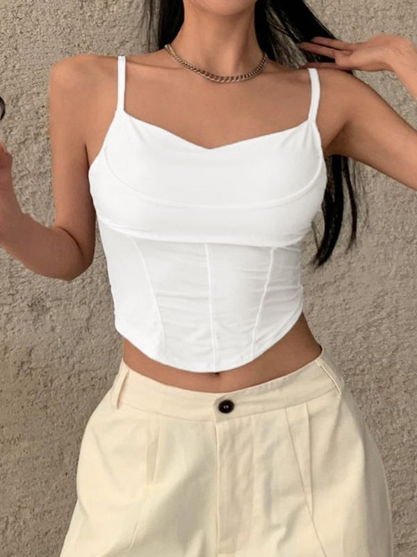 Fish Bone Stretchy Slim Corset Top