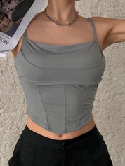 Fish Bone Stretchy Slim Corset Top
