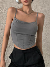 Fish Bone Stretchy Slim Corset Top