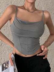 Fish Bone Stretchy Slim Corset Top