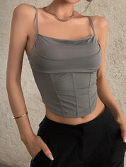 Fish Bone Stretchy Slim Corset Top