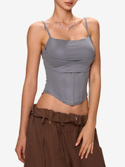 Fish Bone Stretchy Slim Corset Top