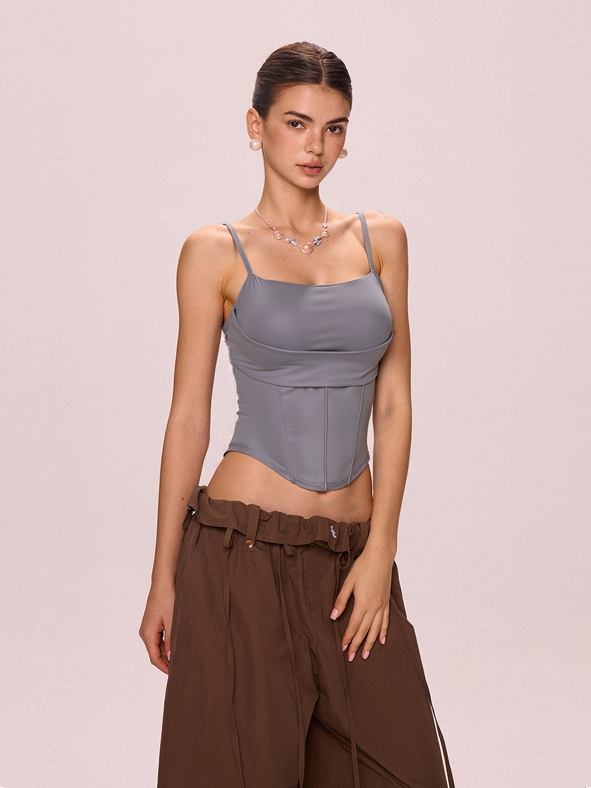 Fish Bone Stretchy Slim Corset Top