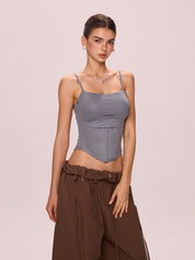 Fish Bone Stretchy Slim Corset Top