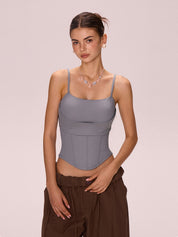 Fish Bone Stretchy Slim Corset Top