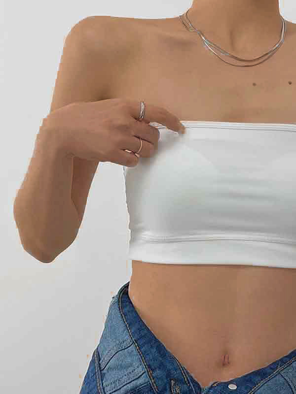Solid Color Slim Short Bandeau Top