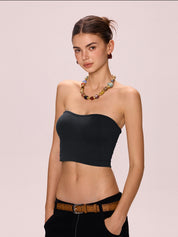 Solid Color Slim Short Bandeau Top