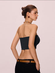 Solid Color Slim Short Bandeau Top
