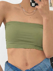 Solid Color Slim Short Bandeau Top
