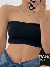 Solid Color Slim Short Bandeau Top