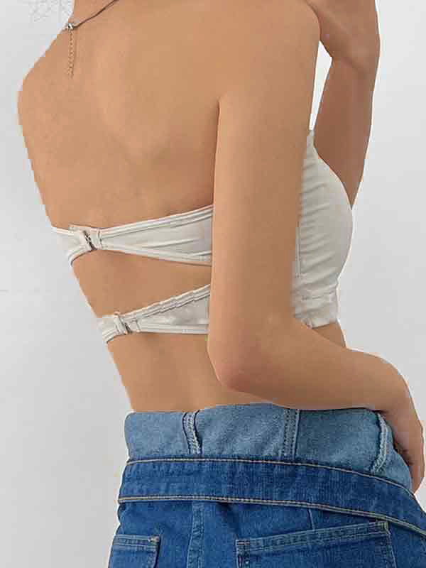 Solid Color Slim Short Bandeau Top