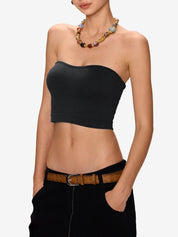 Solid Color Slim Short Bandeau Top