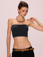 Solid Color Slim Short Bandeau Top