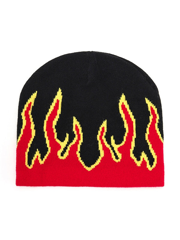 Flame Print Beanie Hat