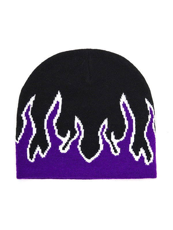 Flame Print Beanie Hat