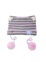 Cat Design Stripe Beanie Hat