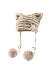Cat Design Stripe Beanie Hat