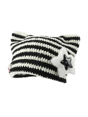 Cat Design Star Decor Beanie Hat