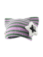 Cat Design Star Decor Beanie Hat