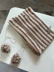 Stripe Cat Design Vintage Pendant Beanie Hat