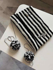 Stripe Cat Design Vintage Pendant Beanie Hat