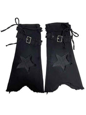 Star Embroidery Lace Up Flare Leg Warmer